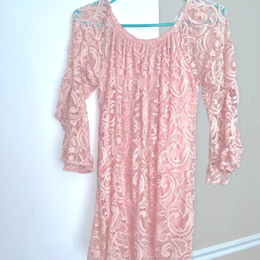 Pink lace tunic dress